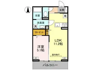 ノーブルラフィネ土呂町(1LDK/2階)の間取り写真