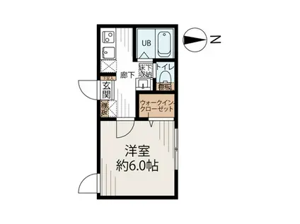 モカテラス松戸(1K/1階)の間取り写真