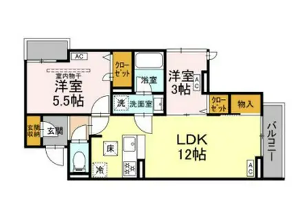 セレスティア東保木間Ⅱ(2LDK/3階)の間取り写真