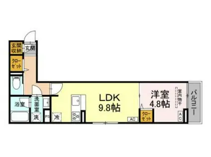 セレスティア東保木間Ⅱ(1LDK/3階)の間取り写真