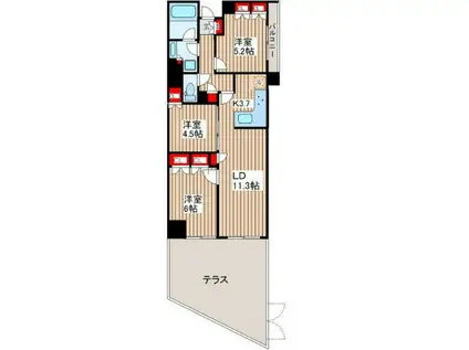 グランドメゾン桜新町(3LDK/1階)の間取り写真