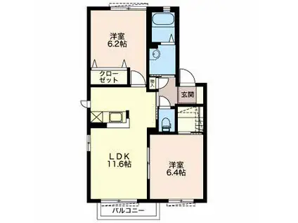 クレール・コート(2LDK/2階)の間取り写真