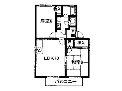 新溝ハイツ(2LDK/1階)の間取り写真