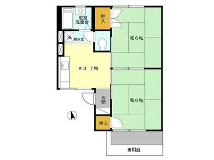 グリーンハイツいまいせ(2K/1階)の間取り写真