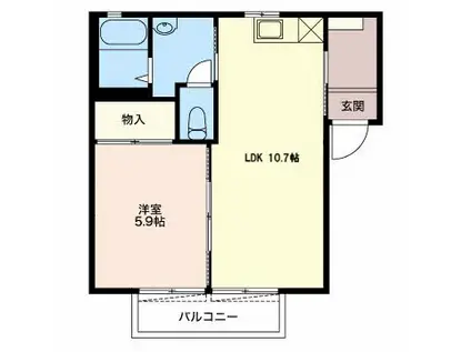 オークスK(1LDK/2階)の間取り写真