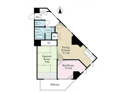 グローリアパレス壱番館(1SDK/4階)の間取り写真