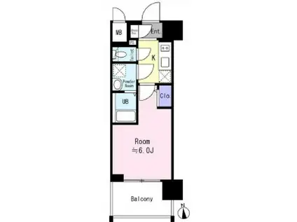 エスリード大阪城イースト(1K/2階)の間取り写真