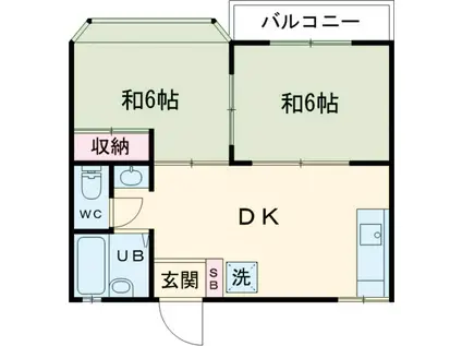 ポートハウスA(2DK/1階)の間取り写真