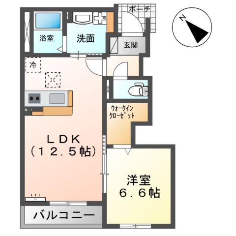 市原市五井西アパート(1LDK/1階)の間取り写真