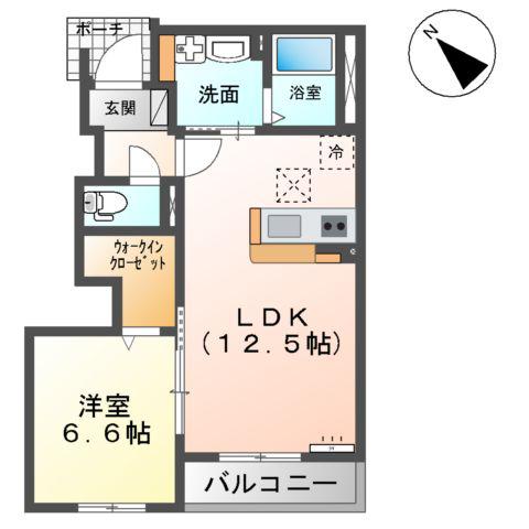 市原市五井西アパート(1LDK/1階)の間取り写真
