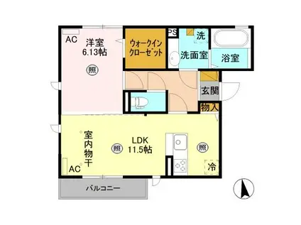 スプリーム B(1LDK/3階)の間取り写真