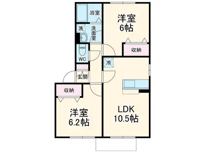 フレアウエスト(2LDK/2階)の間取り写真