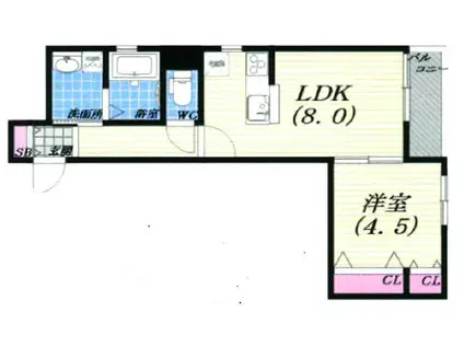 レジデンスシーズ1(1LDK/1階)の間取り写真