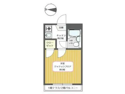 フローラルタウンⅡ(1K/1階)の間取り写真