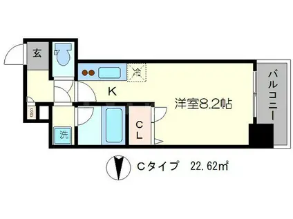 アドバンス京都烏丸グループ(1K/3階)の間取り写真