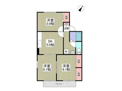 コープソフィアD(3DK/2階)の間取り写真