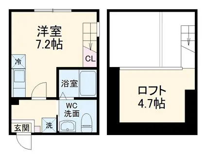 ハーミットクラブハウス山手レジデンス(ワンルーム/1階)の間取り写真