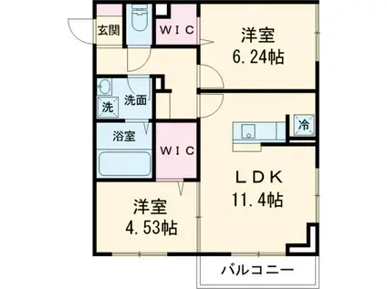 クレールⅩ(2LDK/3階)の間取り写真