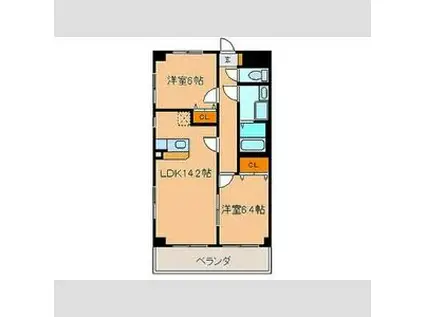 フレイア河原(2LDK/3階)の間取り写真