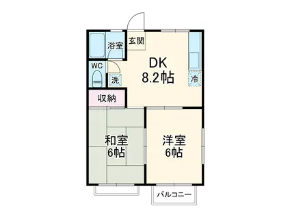 ハイムヤサカ(2DK/2階)の間取り写真