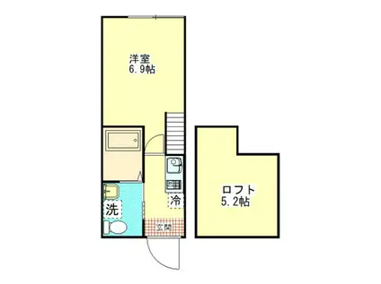 ヒルトップ(1K/1階)の間取り写真