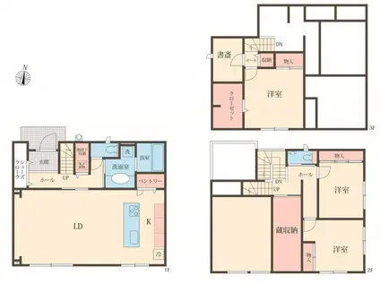 横須賀線 東戸塚駅 徒歩17分 2階建 築2年(3SLK)の間取り写真