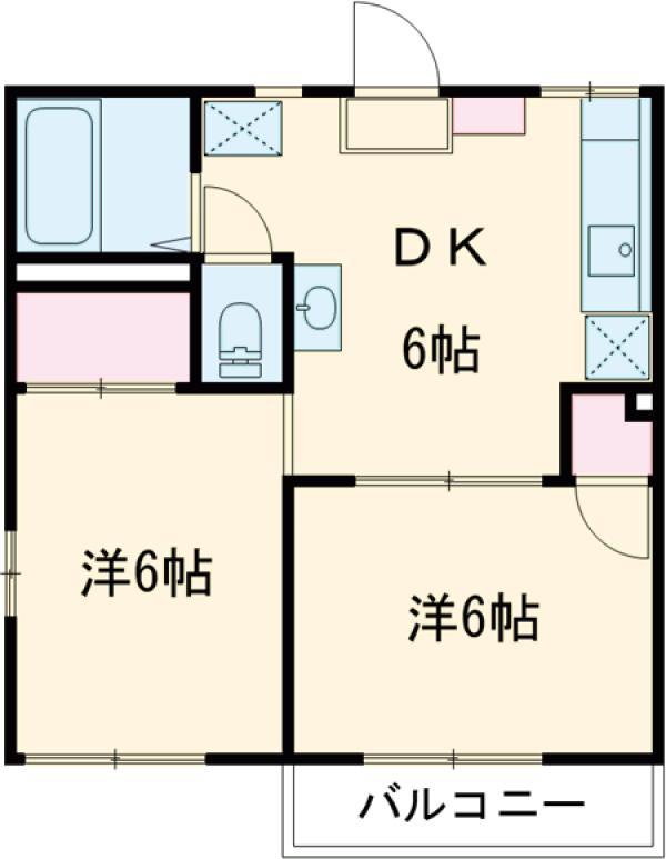 ヴィラパストラルA(2DK/2階)の間取り写真