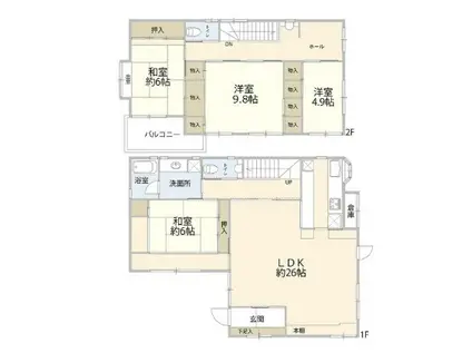 京成電鉄本線 京成大和田駅 徒歩12分 2階建 築26年(4LDK)の間取り写真