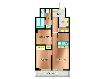 ファミリーコーポ行徳(2LDK/10階)の間取り写真