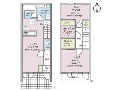 オルキデ蘆花公園六番館(2SLDK/1階)の間取り写真