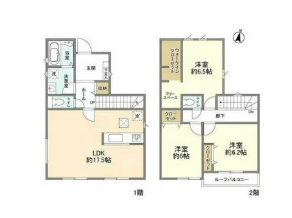 総武本線 四街道駅 徒歩23分 2階建 築1年(3LDK)の間取り写真