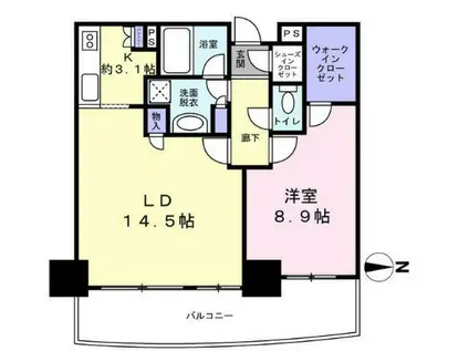 クレッセント川崎タワー(1LDK/28階)の間取り写真