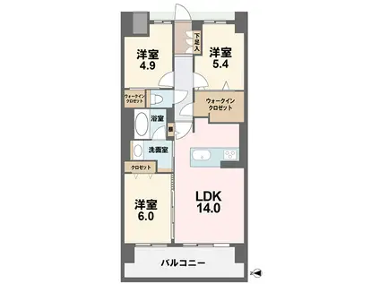 アルファステイツ高崎田町(3LDK/11階)の間取り写真