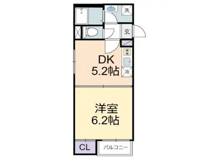 ハピネス真砂(1DK/2階)の間取り写真