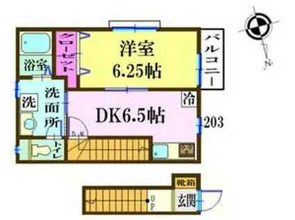ナリトモ大巌寺D(1DK/2階)の間取り写真