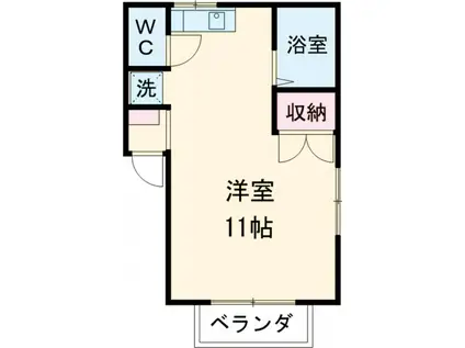 メゾン緑風(ワンルーム/2階)の間取り写真