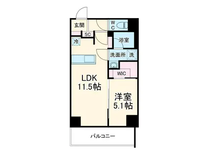 JPNOIE上町台龍造寺(1LDK/6階)の間取り写真