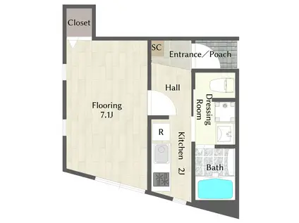 VILETTA PLUMAS(1K/1階)の間取り写真