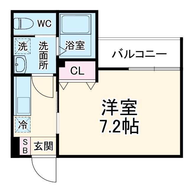 ベイルームコート辻堂(1K/2階)の間取り写真