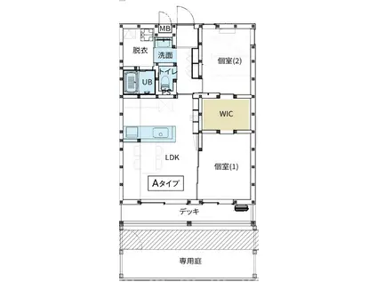 木造マンション 断熱等級7(2LDK/1階)の間取り写真
