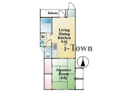 お花茶屋マンション(1LDK/1階)の間取り写真