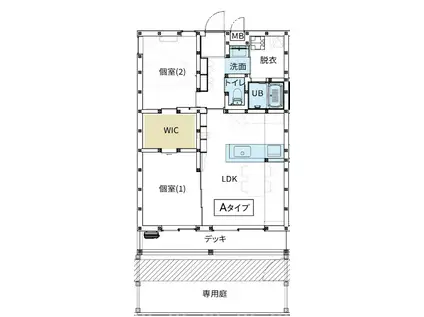 木造マンション 断熱等級7(2LDK/1階)の間取り写真