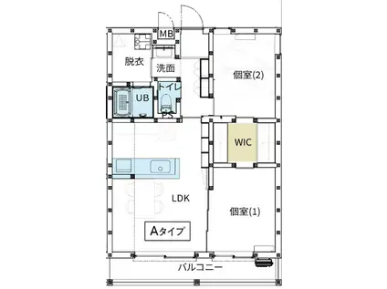 木造マンション 断熱等級7(2LDK/3階)の間取り写真