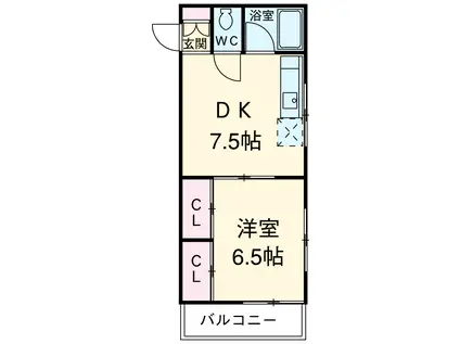 ハイム清芳(1DK/2階)の間取り写真