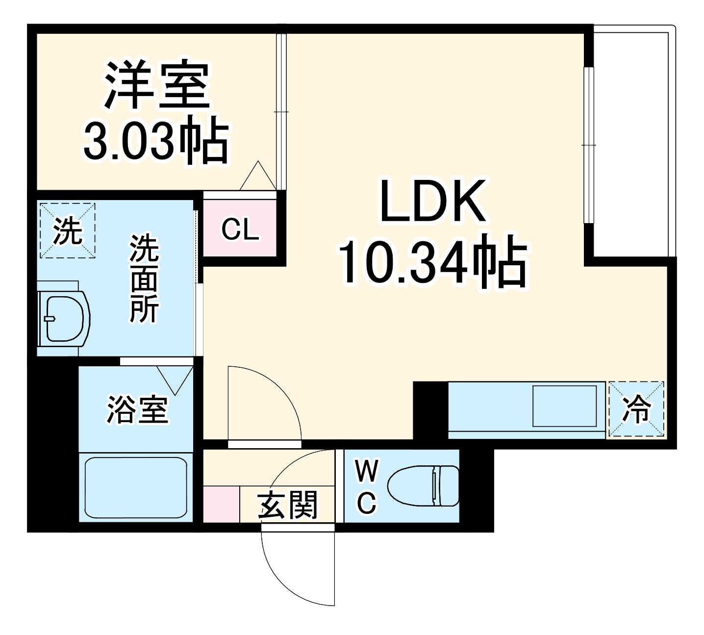 JACK HACHIMANⅢ(1LDK/2階)の間取り写真