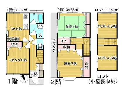 南武線 分倍河原駅 徒歩13分 2階建 築30年(2LDK)の間取り写真