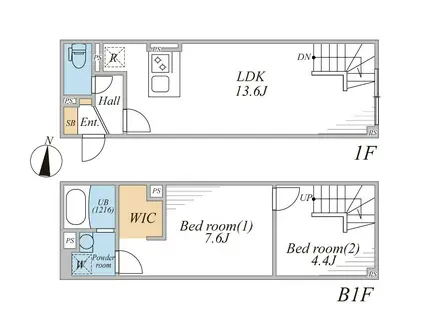 LEGALAND幡ヶ谷サウス(2LDK/1階)の間取り写真