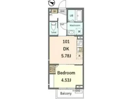 ラポルテ高砂(1DK/1階)の間取り写真