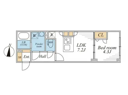 LEGALAND幡ヶ谷サウス(1DK/4階)の間取り写真