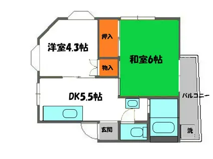 サンパテオ(2DK/2階)の間取り写真